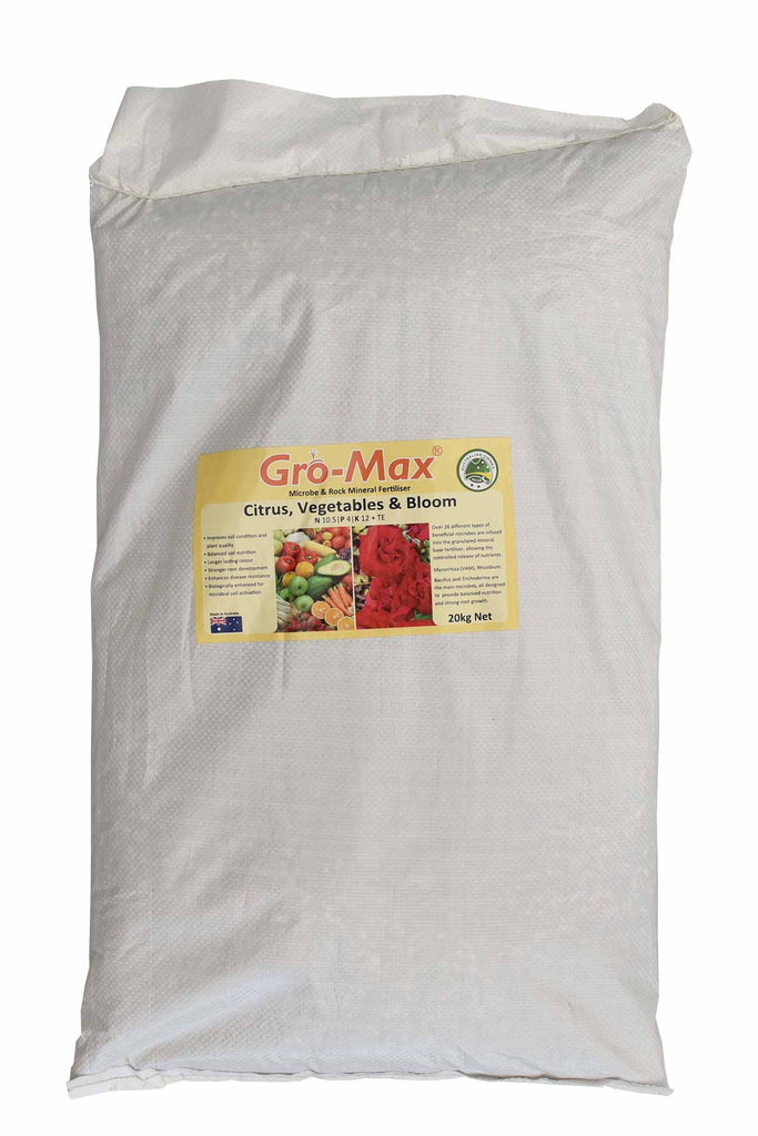 Gro-Max - Citrus, Vegetable and Bloom Microbe and Rock Mineral Fertiliser 20kg bag