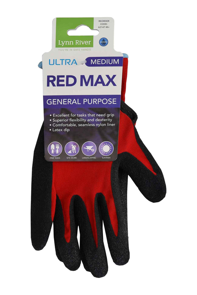 Lynn river general purpose gloves in red and black